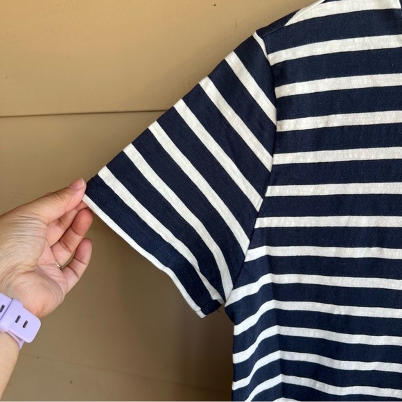 Everlane T-Shirt Dress Size M -  Navy Stripe Nautical Casual Modest - Picture 3 of 6